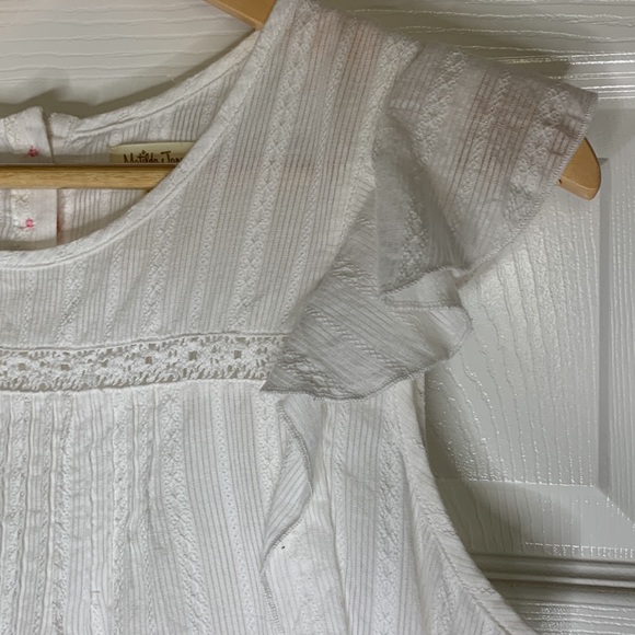 Matilda Jane Ecru Ruffled Sleeveless Blouse Lacy and Ruffles Women’s Medium - Picture 3 of 10